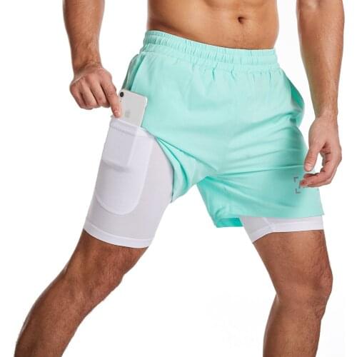 S-5XL Jogger Shorts Men 2 In 1 Short Pant Gyms Fitness Built-in Pocket Quick Dry Running Shorts Man Athletic Shorts