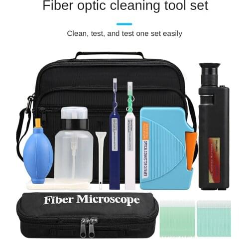 Fiber End Cleaning Tool Kit Package 12set Optical Fiber Clean Pen Cleaning Box Fiber Optic Magnifier 400