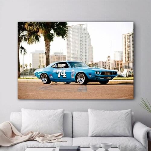 Wall Picture Dodge Challanger 1974 muscle cars side view vehicle Canvas Art Painting Posters and Prints Modern Home Decoration