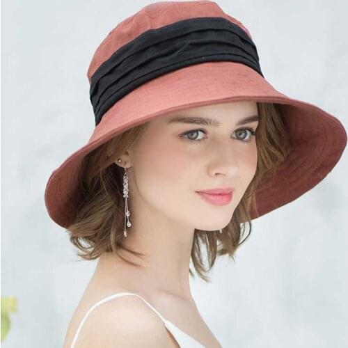 2021 New Summer Sun Hats for Women Cotton Solid Linen Foldable Beach Sun Cap Fashion Patchwork Bucket Hat Sombreros De Mujer