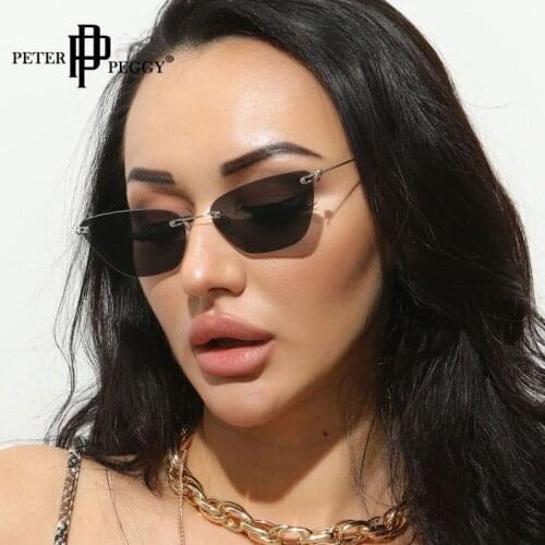 Rimless Square Sunglasses Women 2021 Fashion Designer Candy Color Sun Glasses Shades Female Oculos Gafas De Sol