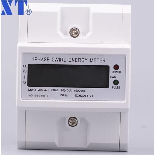Single phase Din Rail energy meter Current Voltage Power Meter Wattmetter Ammeter Voltmeter Electronic LCD display