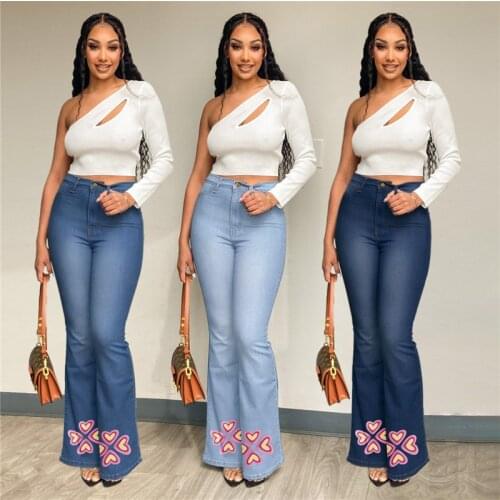 OUYILUO Women's Flared Jeans