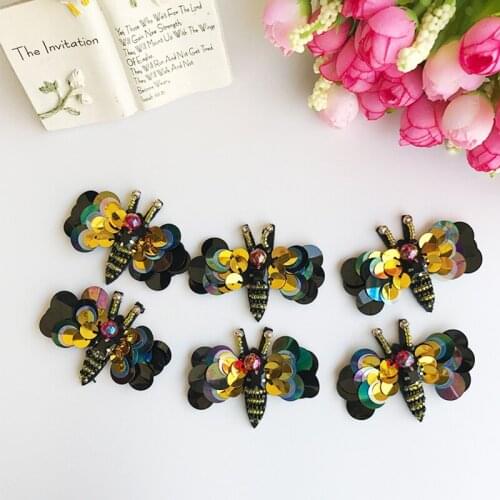 Sewing on Beading Appliques Rhinestone Insect Beaded Patches Decorative Craft Patch for DIY Shoes Clothes Hats