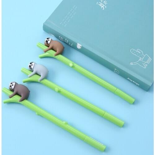 24 Pcs/Lot Cute Animal Green Tree Sloths Pen Ballpoint Black Color Ink roller ball Pens Writing Stationery School Student A6977