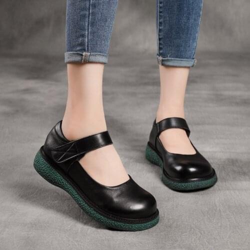 Summer new thick-soled platform sandals leather leather hollow belt buckle Velcro womens shoes Roman shoes