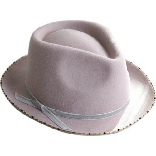 Fibonacci Fedoras Black Panama Fashion Hats For Women Wool Felt Fedora Hat Classic Winter Hat Trilby Casual England Jazz Cap