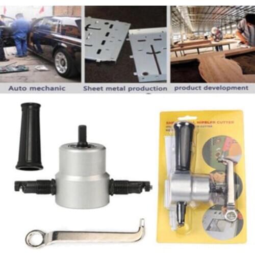 Metal Cutting Machine Double Head Sheet Nibbler Metal Cutter Drill Attachment 360 Degree Adjustable Metal Electric Cutter
