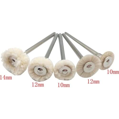 Dental Laboratory Polishing Drill Brush Weel 10mm 12mm 14mm Cotton Laboratorio Materials Rotary Tools Low Speed 2.35mm HP Shank