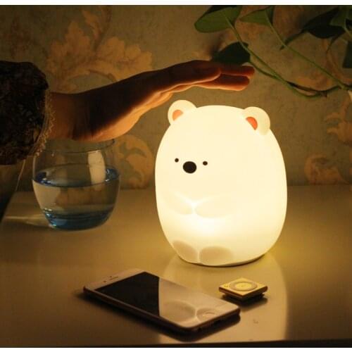 LED Night Light Silicone Remote Control Colors Light USB Reharger Cute Bear Table Lamp Light for Room Bedroom Home Light Decor
