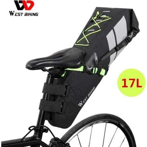 WEST BIKING Bike Bag Waterproof Reflective 17L Large Capacity Saddle Bag Foldable Cycling Tail Rear Bag MTB Bicycle Trunk Bags