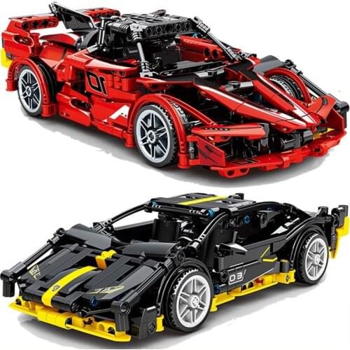 Hight-Tech Super Sport Racing Car Bricks Lamborghinied Sian Ferraried FXX Model Speed Champions Vehicle Building Blocks Toys Boy