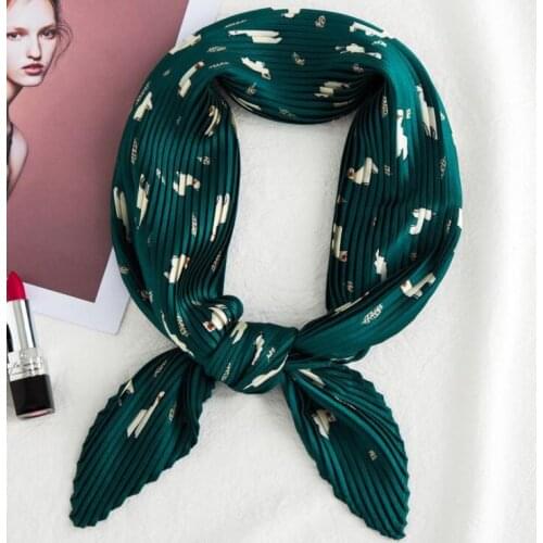 Yishine Wrinkle Neck Scarf Women Sheep Prints Fashion Crepe Kerchief Scarves New Headband Crumple Handlebag Wraps Scarf