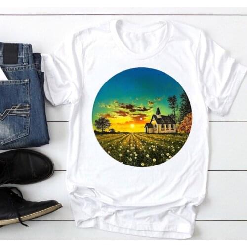 Women Short Sleeve Flower Happy Time New Fashion Cartoon Summer Graphic T Top Lady Print Tee Female Tshirts Clothes T-Shirt