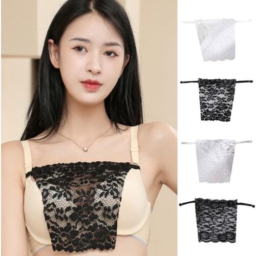 Women Floral Lace Camisole Cleavage Cover Clip-on Mock Snappy Bra Overlay Panel