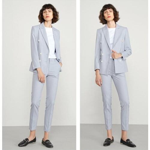 Blue Peak Lapel Women PantSuits for Women Plus Size Custom Made Ladies Pantsuit Blazer+Pants for Work Pantsuit for Wedding Party
