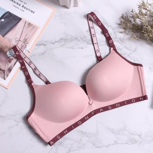 Womens Bra Sexy Lingerie Letter Printed Underwear Alphabet Adjusted-Straps Push Up Cotton Breathable Bra