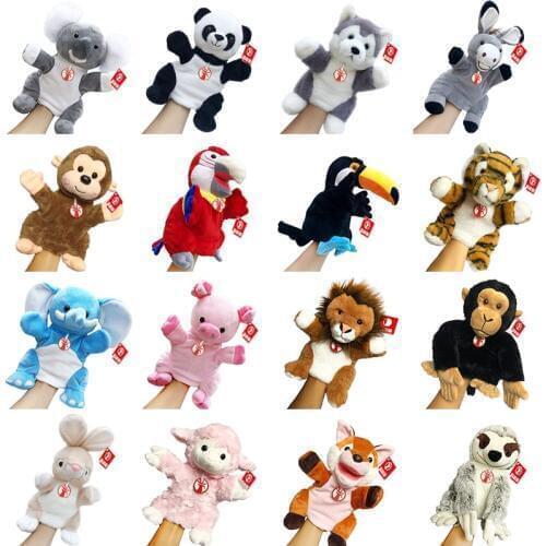 Animal Hand Puppet Marioneta Fox lion bear unicorn bear Puppet Dolls Plush Elephant Cat Hand Doll Learning Baby Toys Puppets