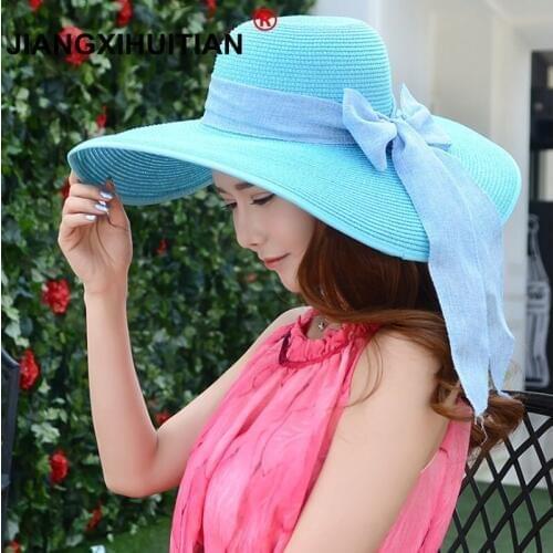 2017 HOT Style summer large brim straw hat adult women girls fashion sun hat uv protect big bow summer beach hat free shipping