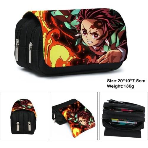 2021 1Pcs Anime Demon Slayer Kimetsu No Yaiba Print Men handbag Pencil Case Zipper Pen Stationery Casual Catoon Box Wallet