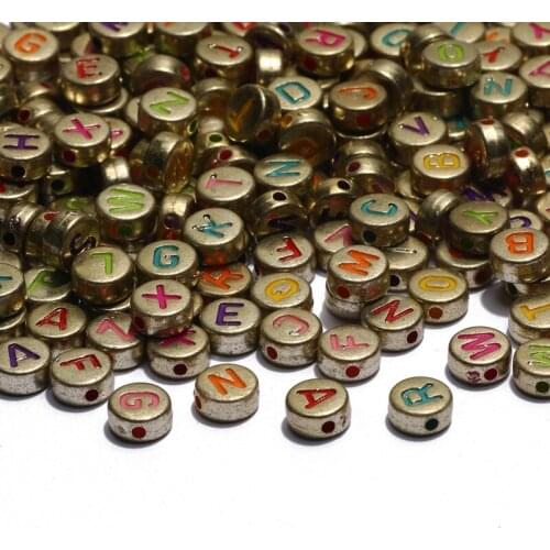 4x7mm Round Alphabet Spacer Loose Beads Golden Mixed Letter Acrylic Beads For Jewelry Making Diy Necklace Bracelet Accessories