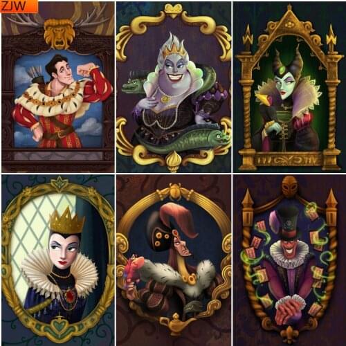 5D DIY Diamond Painting Classic Movie Villain Character Full Circle Diamond Embroidery Handicraft Home Decoration Disney