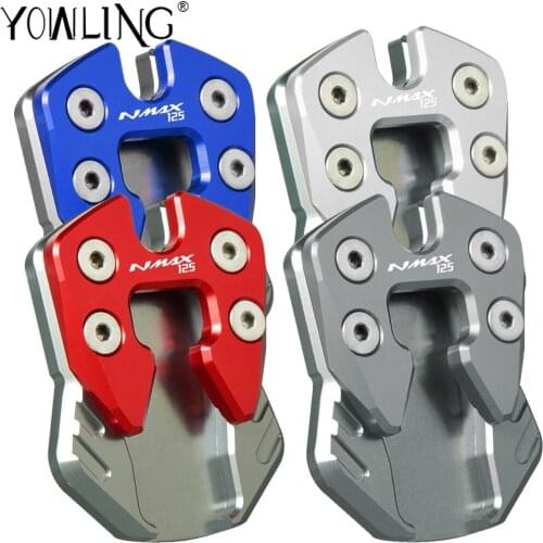 Aluminum Motorcycle Kickstand Side Stand Extension Pad Plate Cover Motorbike Parts For Yamaha NMAX 125 MAX125 NMAX125 2015-2019