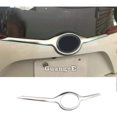 For Toyota Prius PHV 2017 2018 2019 Car Sticker ABS Chrome Rear Door License Tailgate Bumper Frame Plate Trim Trunk Hood 1pcs