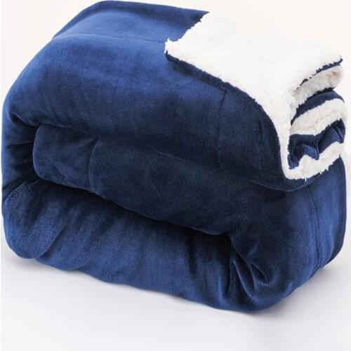 Household Lamb Wool Blanket Thickened Double Layer Flannel Blanket Lightweight Soft Comfortable Winter Warm Blanket For Bedding