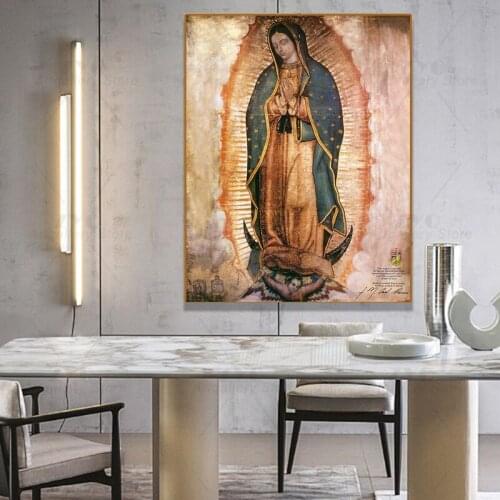 Art Oil Painting Mexico Guadalupe Virgin Mary Canvas Painting Posters and Prints Home Living Room Decoration Painting