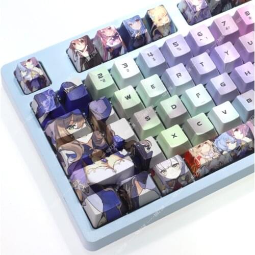 Game Genshin Impact keyboard Barbara beidou keycap mechanical silent with wireless back light keycap PBT
