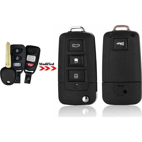 Jingyuqin 4Buttons For Hyundai Coupe Galloper Santa Fe For KIA Cerato Spectra Optima Fob Modified Flip Remote Car Key Shell Case