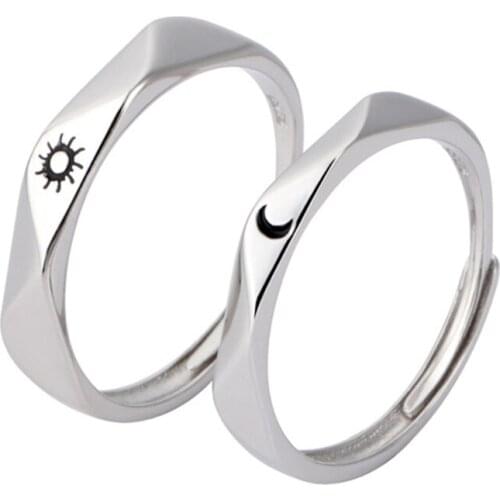 1 Pair Sun Moon Lover Couple Rings Set Valentines Day Gift Promise Wedding Bands Men Women Jewellery