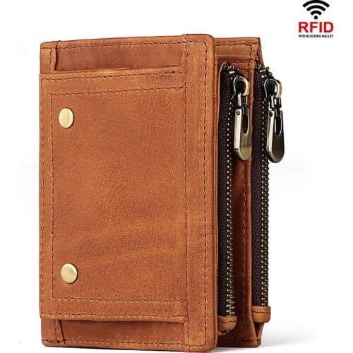 Genuine Leather Wallet Fashion Men Coin Purse Small Card Holder PORTFOLIO Portomonee Male Walet for Friend Money Bag