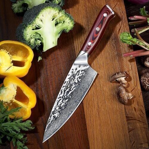 SUNNECKO 6.5" inch Kitchen Chefs Knife Japanese Damascus AUS-10 Steel Sharp Blade 60HRC G10 Handle Dicing Meat Cutter Tools