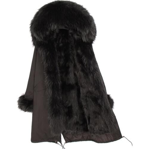 Women winter jacket xlong plus size fashion fur parka real fox fur coat big raccoon fur collar hooded outerwear casual overcoat
