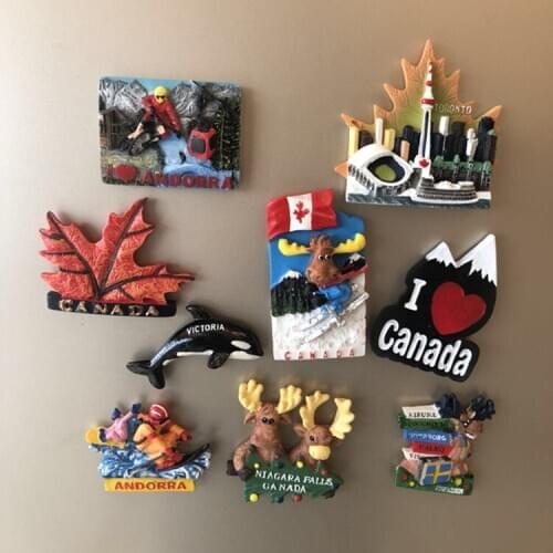 Maple Leaf fridge magnet souvenir Elk Fridge Sticker Whale Ski Magnetic Sticker Toronto Canada Refrigerator Decoration