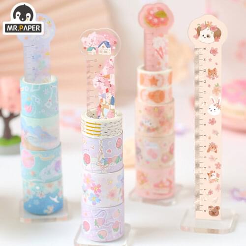 Mr.paper 4Designs Sakura Time Series Creativity Ruler Multifunction DIY Drawing Ruler Double-duty School Office Storage Supplies