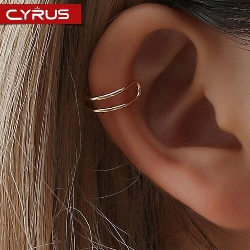 Trendy Charm Double C U-shaped Clip Earrings Couple Earrings Clip Earrings Without Piercing Hollow Ear Cuff 2019 Femme Bijoux