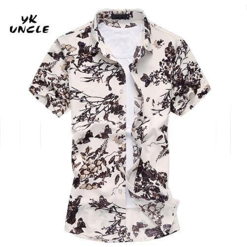 YK UNCLE Brand 4XL 5XL 6XL 7XL Plus Size Floral Mens Shirt Mercerized Cotton Comfortable Men Shirts Short Sleeve Shirts For Man