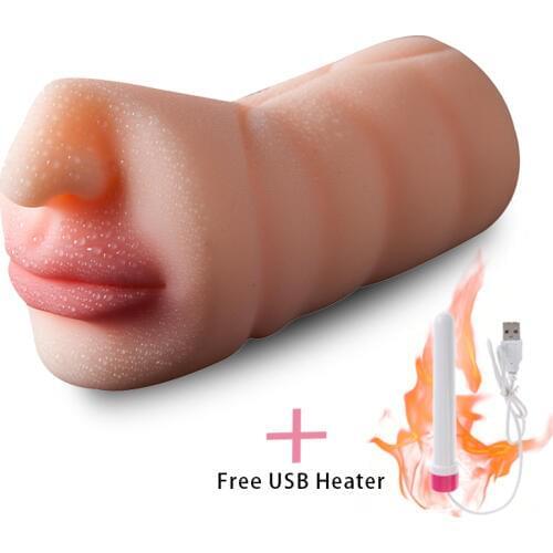 Male Masturbator Silicone Aircraft Cup Realistic Vagina Sex Machine Mouth Oral Deep Throat Erotic Toys Adult Sex Toys for Men