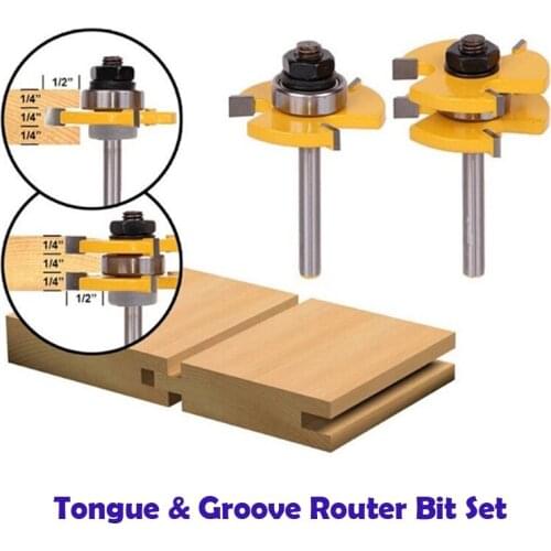 Tongue & Groove Router Bit Set 3/4 For Woodworking Tool