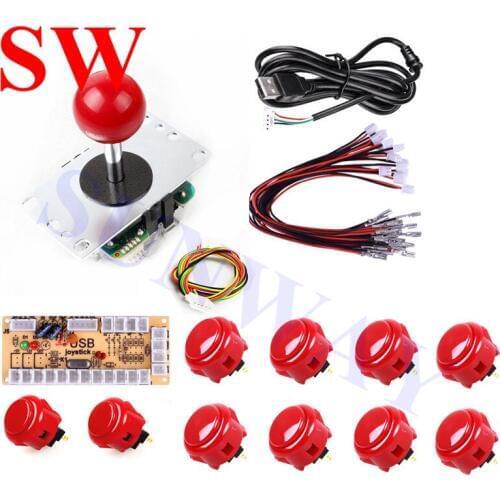 DIY Arcade Kit of Zero Delay USB Encoder To PC+Original Sanwa Joystick Original Joystick+Sanwa Push Buttons 6 color for choice