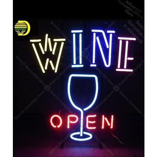 Neon Sign for OPEN WINE and wine cup neon art home improvement Handicraft Store Real Glass Pabs Neon Sign Neon Teaches Pacma
