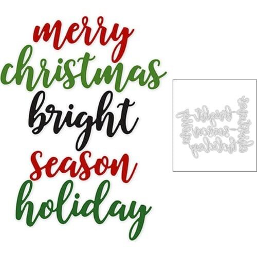 2020 New Merry Christmas English Words Bright Season Holiday Metal Cutting Dies For DIY Greeting Card Paper Scrapbooking Making
