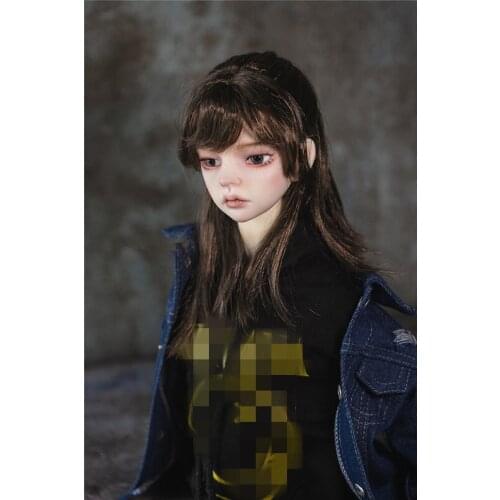 BJD Doll wig suitable for 1/3 1size black brown bangs wig soft silk/Super rose fake hair doll accessories