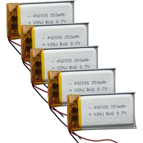 XINJ 3.7V 250mAh Rechargeable Polymer Li Lithium Battery Lipo For MP3 MP4 Driving Recorder DashCam Recording pen 402035