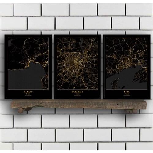 Ajaccio Bordeaux Brest Calais Cannes Cayenne Clermont Ferrand Grenoble La Rochelle Lille France Map Poster