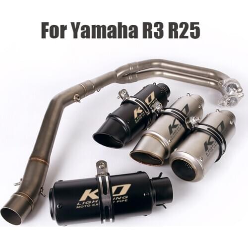 Full Exhaust System Slip On Escape Muffler Tail Pipe Front Link Header Connect Tube For Yamaha YZF R3 R25 MT03 2016-2020