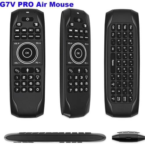 G7V PRO Air Mouse with Russian English keyboard Backlit Gyroscope IR Learning Voice Search 2.4G Wireless G7 built-in Battery